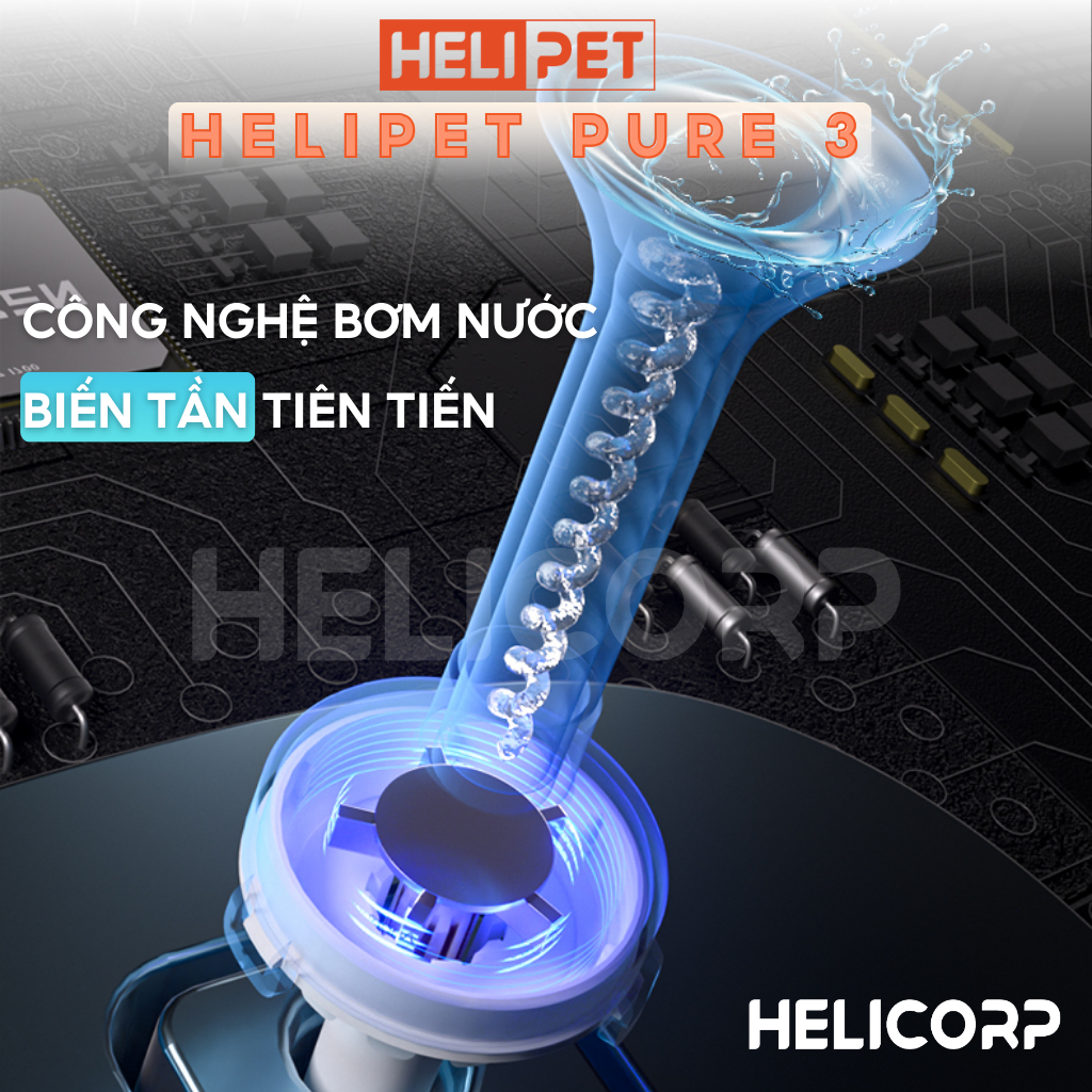 [New 2026] Máy lọc nước cho chó mèo HELIPET Pure 3 P3 - Công nghệ bơm không dây