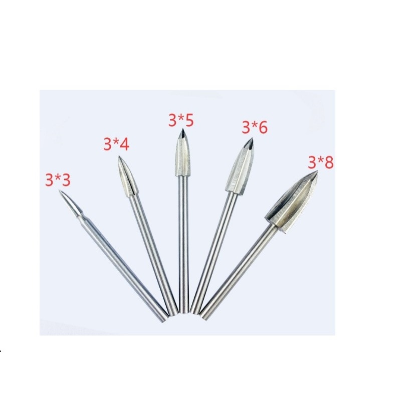 Đầu khắc gỗ 3 khía trục 3mm (bộ 5 cái mũi điêu khắc gỗ loại 3 cạnh ...