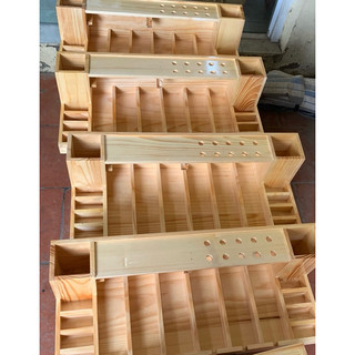 Khay gỗ đựng tông đơ 6 ngăn 2 hố có ngăn kéo uy tín và chất lượng