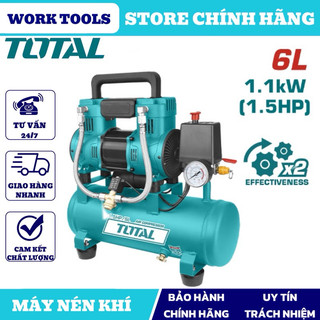 TOTAL Máy nén khí không dầu 6L 1.5HP TCS1110062T ( tốc độ nhanh )