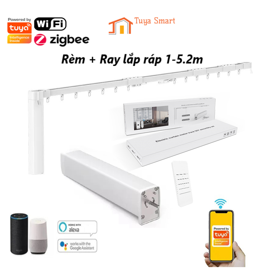 Trọn bộ động cơ + ray rèm kéo thông minh rèm kéo tự động Tuya Wifi ...