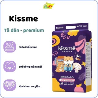 (XẢ KHO)Bỉm/ tã dán trẻ em Kissme Premium,siêu mỏng thoáng khí thấm hút tốt (Size S54/M46) - 23h.shop