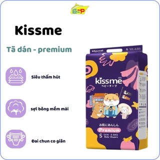 (XẢ KHO)Bỉm/ tã dán trẻ em Kissme Premium,siêu mỏng thoáng khí thấm hút tốt (Size S54/M46) - 23h.shop