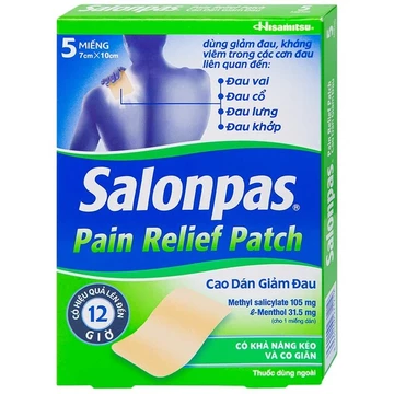 Cao dán Salonpas Pain Relief Patch Hisamitsu giúp giảm đau hộp 5 miếng