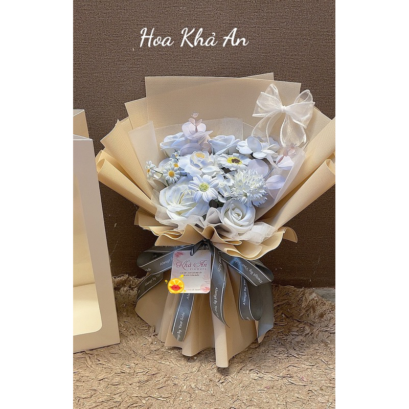 [Mẫu mới HSM07] Bó hoa sáp mix tông xanh tím loang cực đẹp | Shopee ...