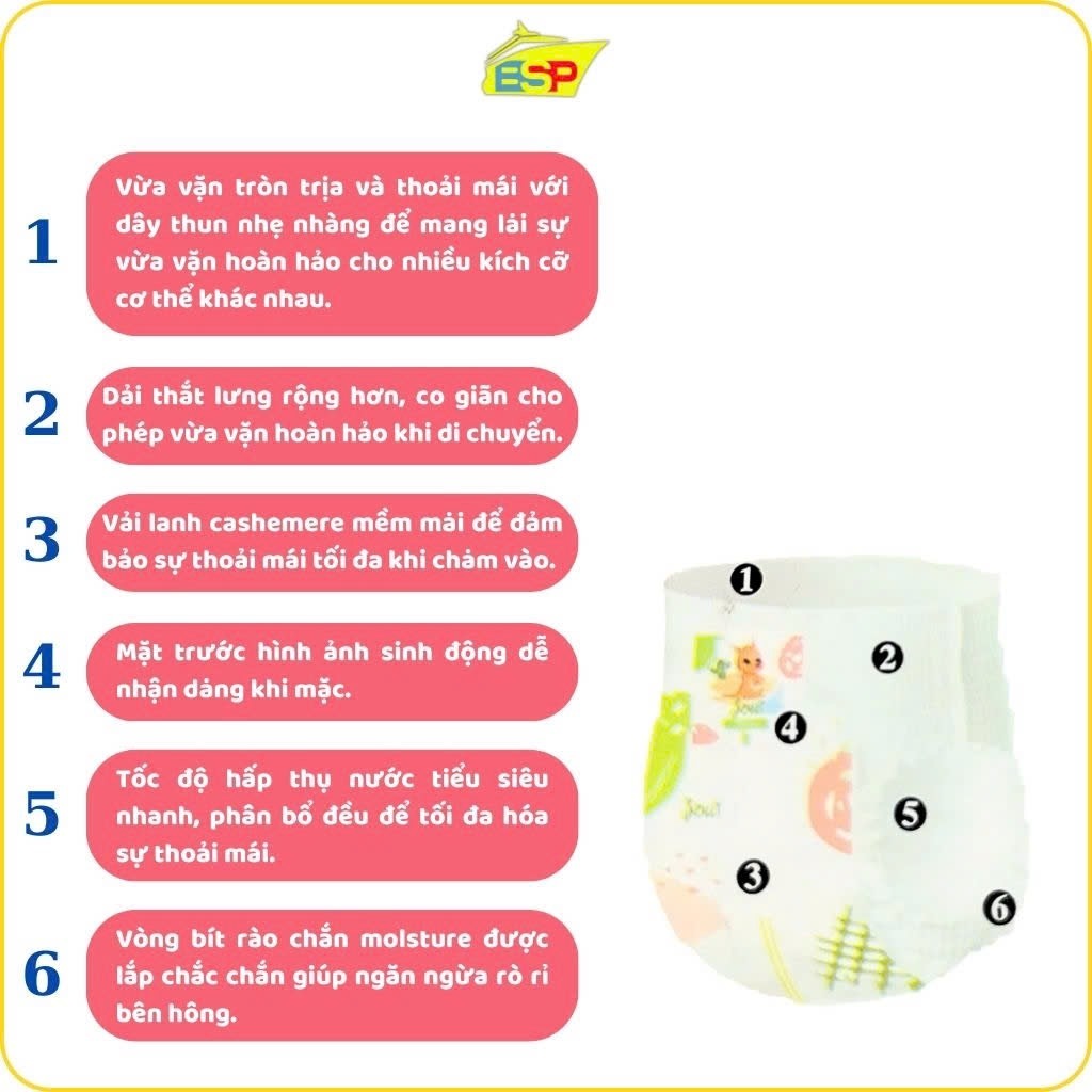 Bỉm/Tã quần Jolli siêu mỏng thoáng khí cho bé, size M-XXL, thấm hút tốt, dịu da - 23HShopPremium