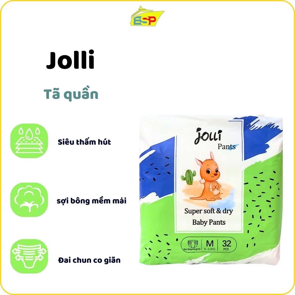 Bỉm/Tã quần Jolli siêu mỏng thoáng khí cho bé, size M-XXL, thấm hút tốt, dịu da - 23HShopPremium