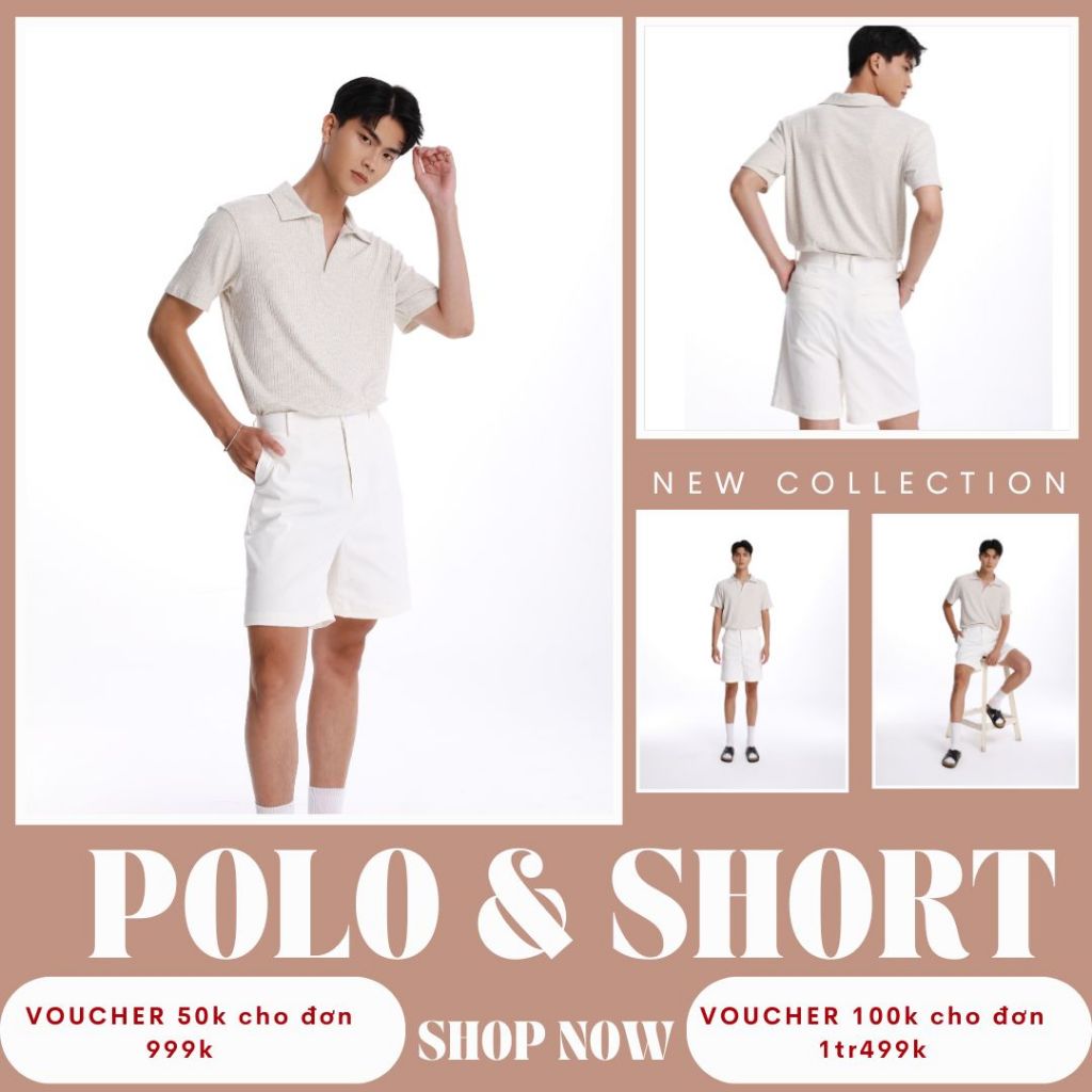 Áo Polo Nam Tay Ngắn Dệt Kim Màu Trắng Kem | 004 | VILLA WINGS