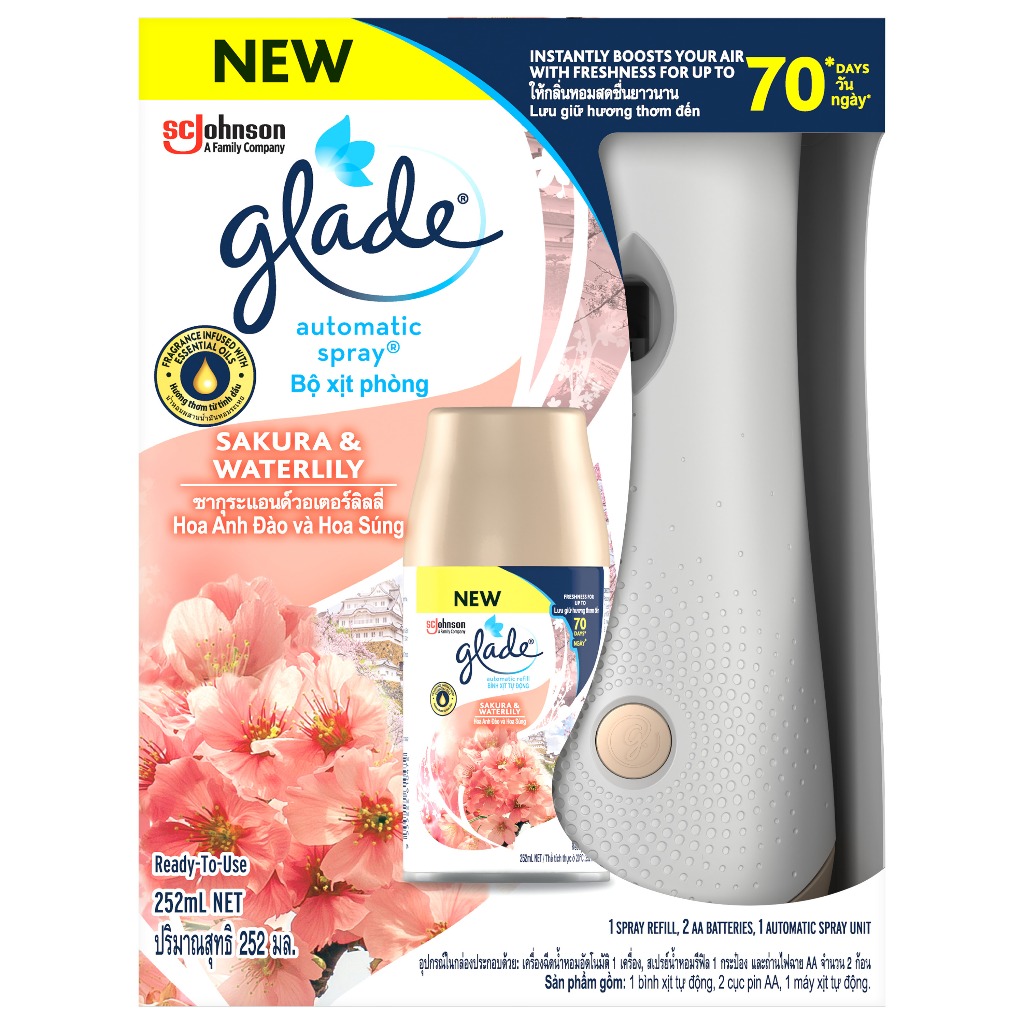 Ảnh GLADE Bộ Máy & Lõi Xịt Thơm Phòng Tự Động Hương Hoa Anh Đào Lily 252ml 2