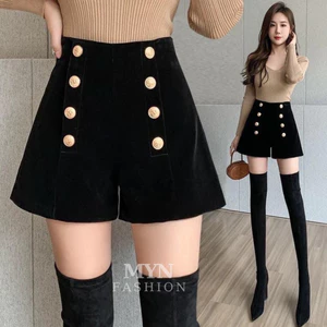 Quần Short Nhung Cạp Cao Phối 8 Cúc Sang Chảnh Tôn Dáng Vải Nhung Mềm Mại 2 Lớp Điệu Đà L04