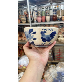 Tô Gốm Chỉ Xanh/Phết Xanh/Sọc/Gà Trống/Cá Cao Cấp Size Đại 20cm - Hàng Cực Đẹp Lòng Không Chấm Chân - Gốm Xưa Lái Thiêu