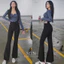 Quần Ống Loe Lưng Cao Dáng Legging Chất tuyết mưa Quần Vải Loe Dáng Dài Ôm Body Quần Tây Vải Loại 1 Q958