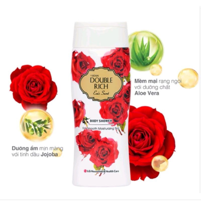 Sữa tắm Double Rich hương hoa anh đào, hoa hồng, hoa Iris,hoa sen 200g