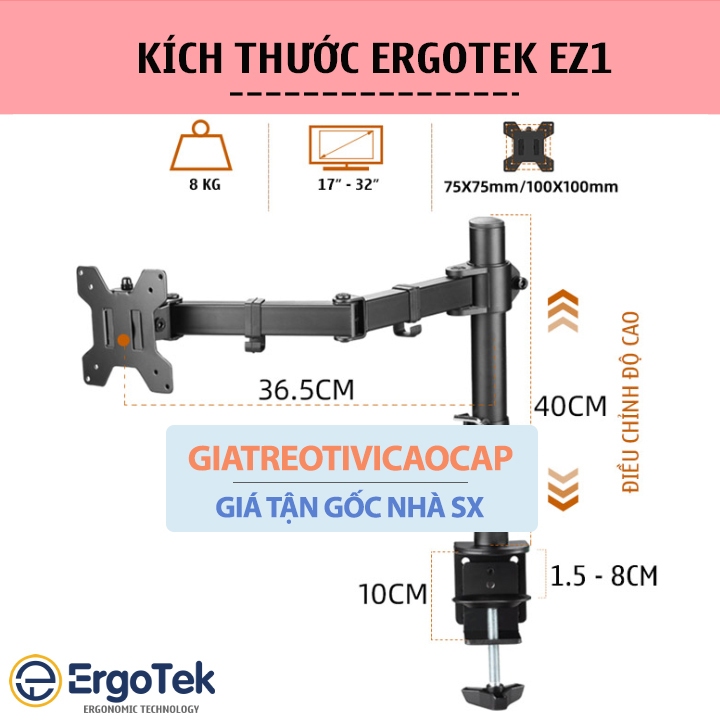 Giá Treo Màn Hình Máy Tính NB F80 / ErgoTek EZ1 17 - 30 Inch - Arm ...