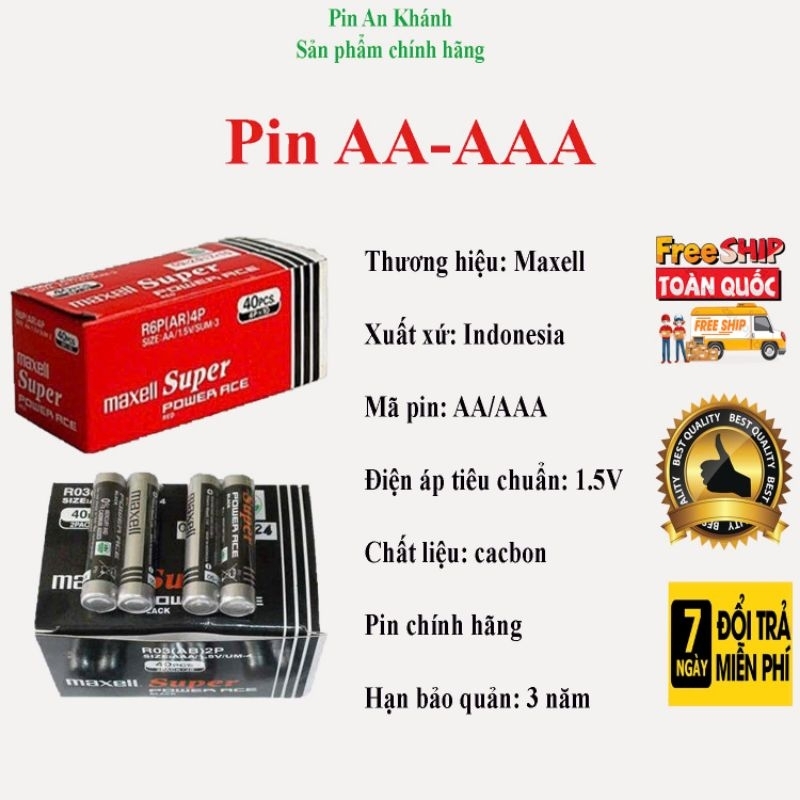 Pin Maxell R6P super AA/AAA hộp 40 viên tiểu | Shopee Việt Nam