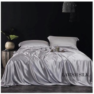 [Best Seller]Trọn Bộ Chăn  Ga Gối Lụa Lavish Silk Cao Cấp Mát Lạnh Hàng Loại 1  - Xam Ghi