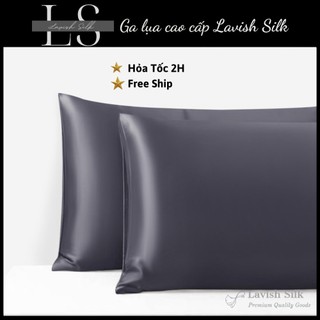 (Best Seller]Trọn Bộ Chăn  [Best Ga Gối Lụa Lavish Silk Cao Cấp Mát Lạnh Hàng Loại 1  - Xám Đậm