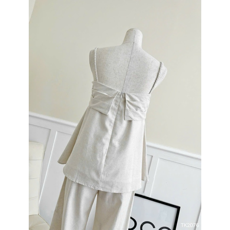 Set linen áo 2s form rộng+ quần suông dạo phố thoáng mát-PUSU HOUSE