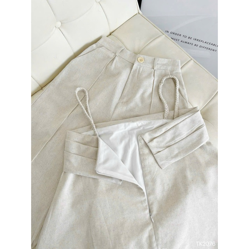 Set linen áo 2s form rộng+ quần suông dạo phố thoáng mát-PUSU HOUSE