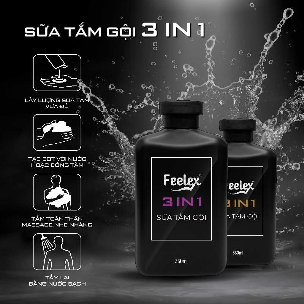 Sữa tắm gội Feelex 3 in 1 hương nước hoa cao cấp, thanh lịch, độ lưu hương lâu - 350ml