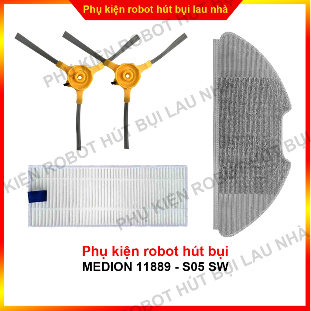 Chổi cạnh, lọc bụi, khăn lau robot hút bụi MEDION 11889 - S05 SW ...