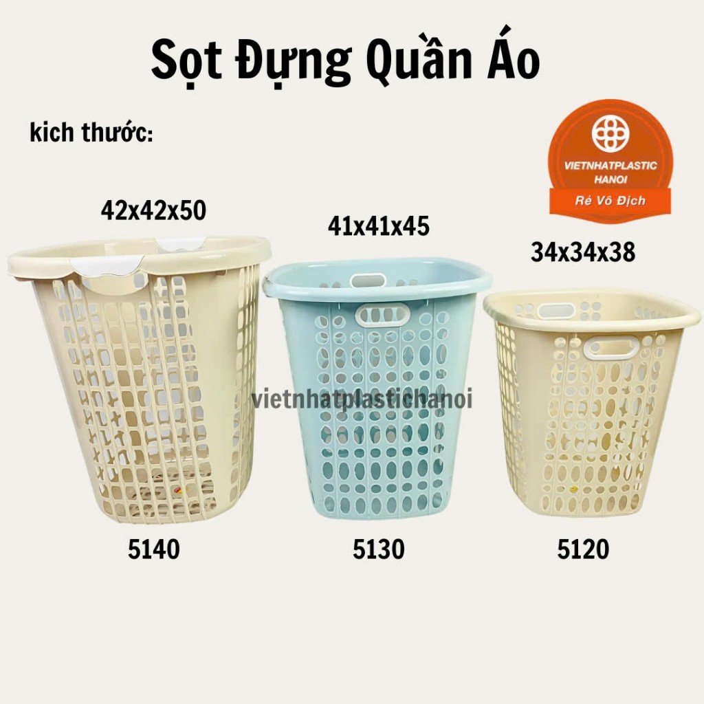 COMBO 3 Sọt nhựa vuông đựng rác Việt Nhật cỡ bé,to (MS:5110) (MS:5115 ...