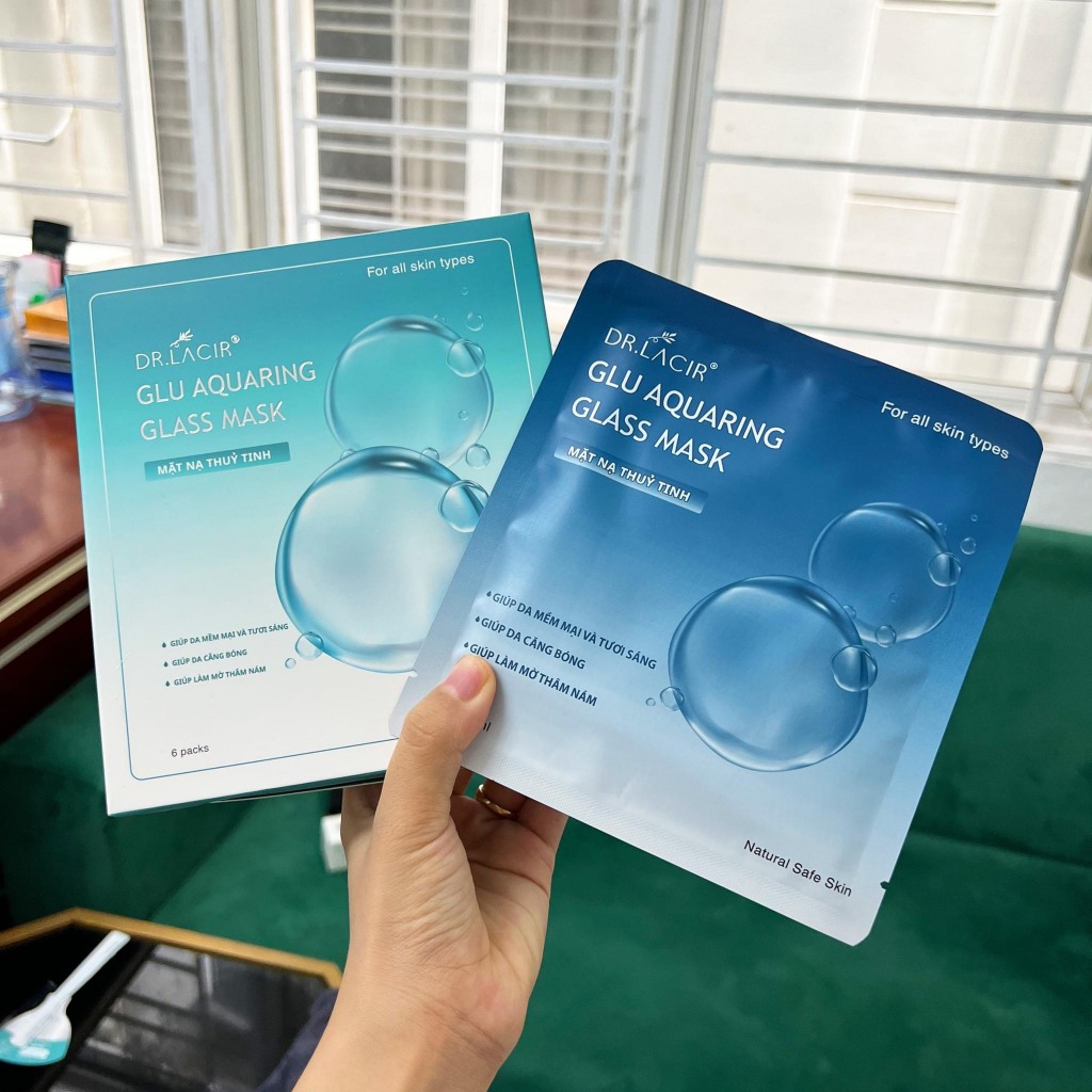 Mặt nạ thủy tinh Glutathione Aquaring Glass Mask căng bóng chính hãng Dr Lacir, hộp 6 miếng