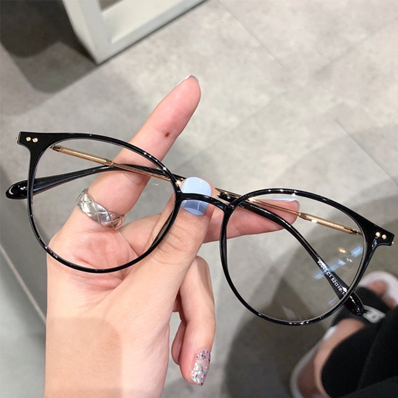 Gọng kính cận thời trang nữ nam mắt kính tròn không độ chống tia UV và ánh sáng xanh bảo vệ mắt cao cấp 526 Hanaso