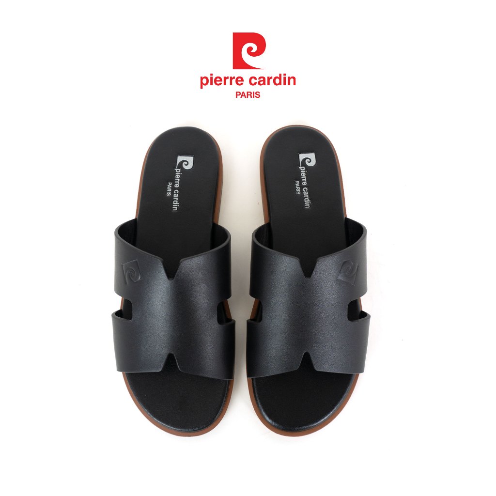 Ảnh Dép nam Pierre Cardin Pháp da bò thật, quai ngang, đế bằng thời trang khắc logo 164 - Hàng chính hãng 3