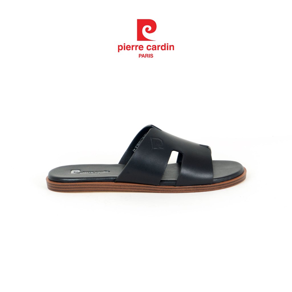 Ảnh Dép nam Pierre Cardin Pháp da bò thật, quai ngang, đế bằng thời trang khắc logo 164 - Hàng chính hãng 4