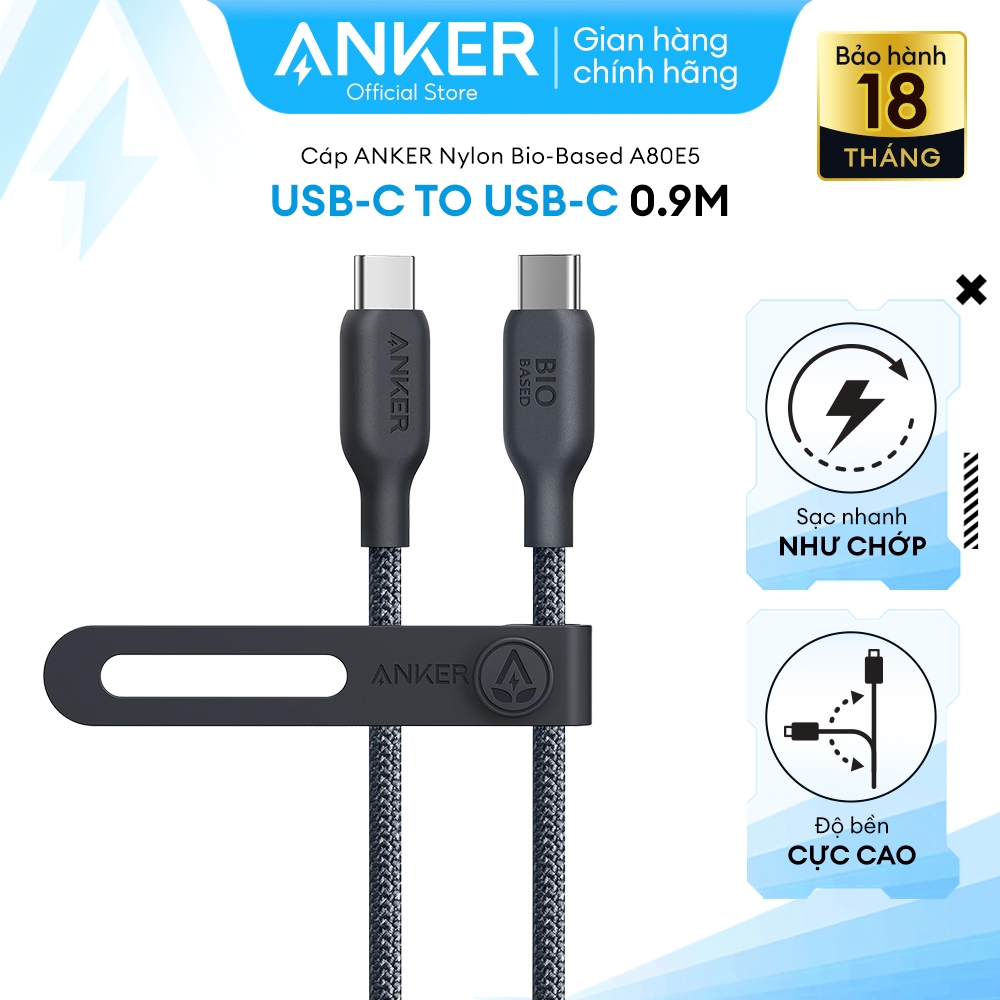 Ảnh Cáp Sạc Anker Nylon Bio-braided 543 USB-C to USB-C Công Suất Tới 240W Dài 0.9M - A80E5 1