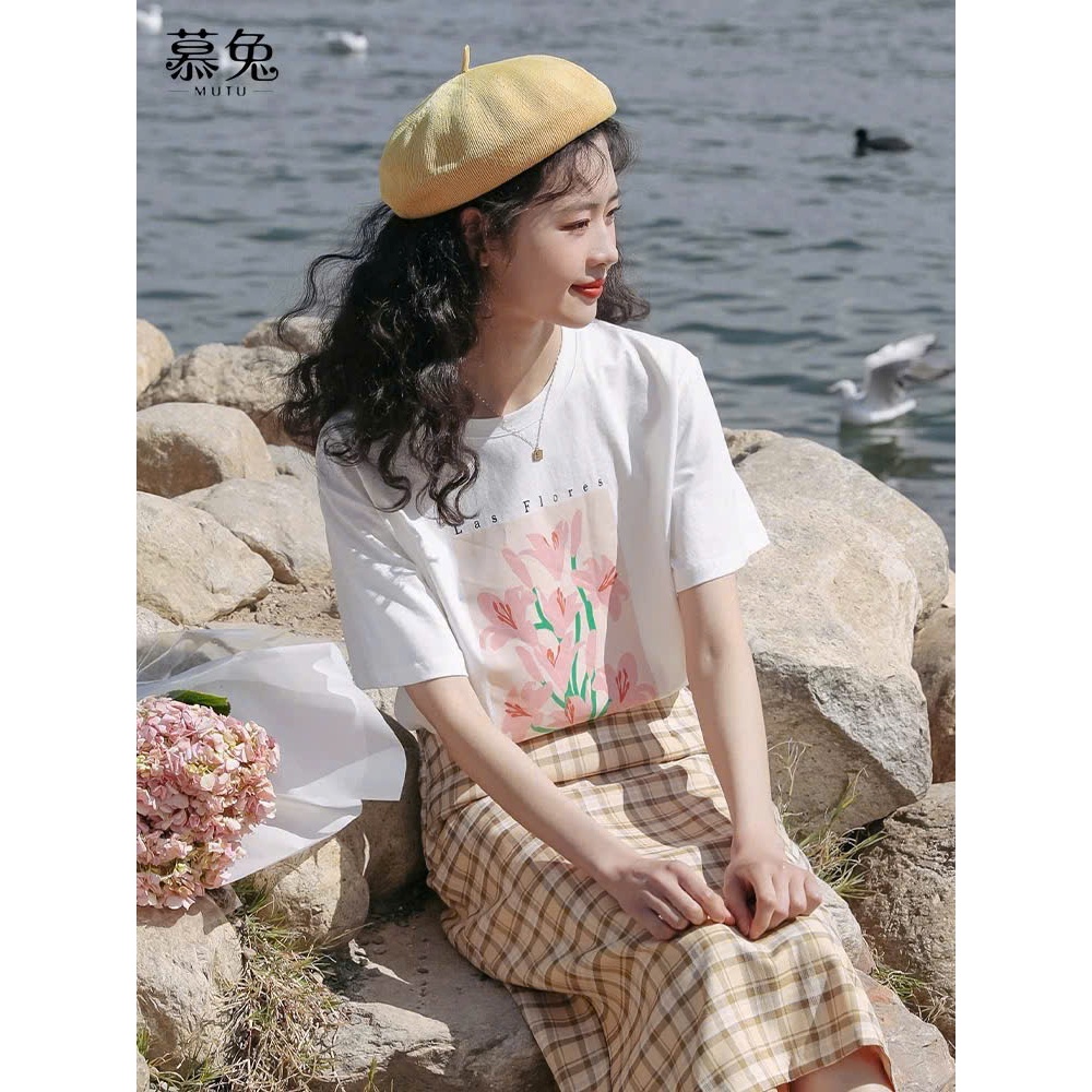 Áo thun Nữ ngắn tay in hình Hoa màu pastel thanh lịch JULY fashion, Áo phông nữ hàn quốc chất Cotton 4 chiều