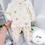 Bộ quần áo dài tay cài vai thu đông cotton nỉ Hàn, nền trắng kem cho bé trai bé gái 4-14kg