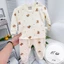 Bộ quần áo dài tay cài vai thu đông cotton nỉ Hàn, nền trắng kem cho bé trai bé gái 4-14kg