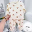 Bộ quần áo dài tay cài vai thu đông cotton nỉ Hàn, nền trắng kem cho bé trai bé gái 4-14kg
