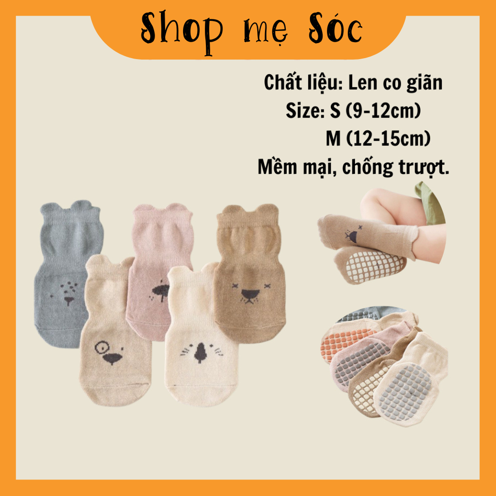 Tất kidsock in hình chú chuột cute nhiều màu cao cổ chống trơn trượt cho bé mesocshop