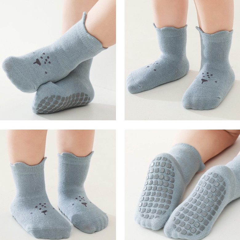 Tất kidsock in hình chú chuột cute nhiều màu cao cổ chống trơn trượt cho bé mesocshop