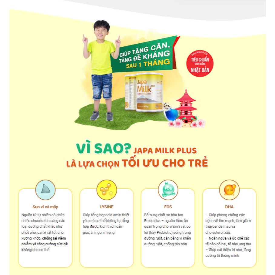 Ảnh sữa non JAPA MILK giúp trẻ tăng cân phát triển toàn diện chính hãng Japa Kids 3