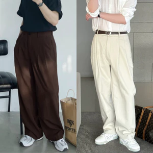 Quần baggy kaki nam FABUMAN ống suông rộng dáng đứng trơn cạp chun unisex phong cách Hàn quốc 2023 hot trend