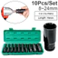 Bộ 10 đầu khẩu, đầu túyt Cao Cấp dùng cho máy siết bulong 1/2 -8-24mm