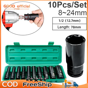 Bộ 10 đầu khẩu, đầu túyt Cao Cấp dùng cho máy siết bulong 1/2 -8-24mm