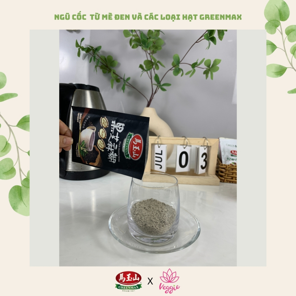 Ngũ cốc dinh dưỡng từ Mè đen và 12 loại hạt GREENMAX Đài Loan bổ sung dưỡng chất Túi 360gr (12 gói)