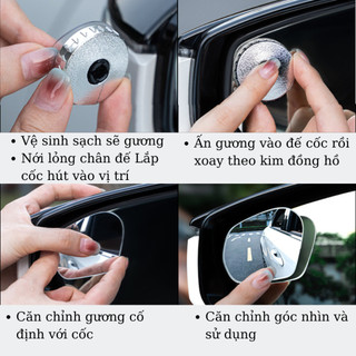 Gương chiếu hậu ô tô cao cấp 360 độ không điểm mù không bám sương. Gương phụ chống điểm mù xe hơi