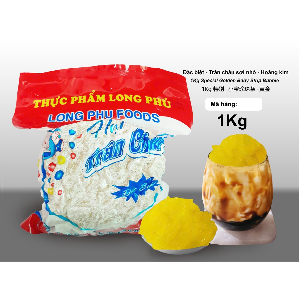 Trân Châu Sợi Nhuyễn Size Nhỏ LONG PHÚ Gói 1kg Nhiều Vị - Topping, Nguyên Liệu Trà Sữa, Chè