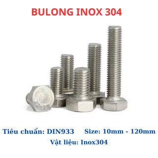 Bulong Lục Giác Ngoài Inox 304 M5 M6 M8 (túi 10 - 20) Con dài 10mm-150mm Chống Gỉ Sét