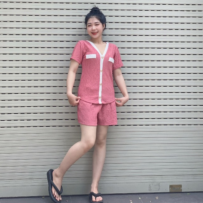 Đồ Bộ Bigsize Nữ Thun Gân Quần Ống Rộng Suông ESHOP Đồ Mặc Nhà Nữ Bigsize Quần Đùi Vải Xốp Đi Chơi Đẹp Dễ Thương DB368