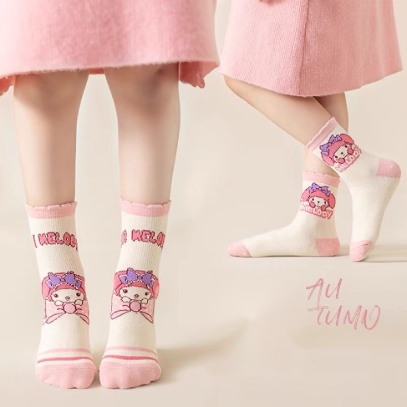Set 5 tất cổ cao medoly - Tất cotton cho bé màu Hồng Cô Gái chất liệu mềm mại thoáng khí