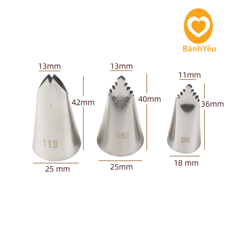 Bộ 3 đui bắt kem lá cây/ Đui bắt lá cây inox không gỉ - DC87H