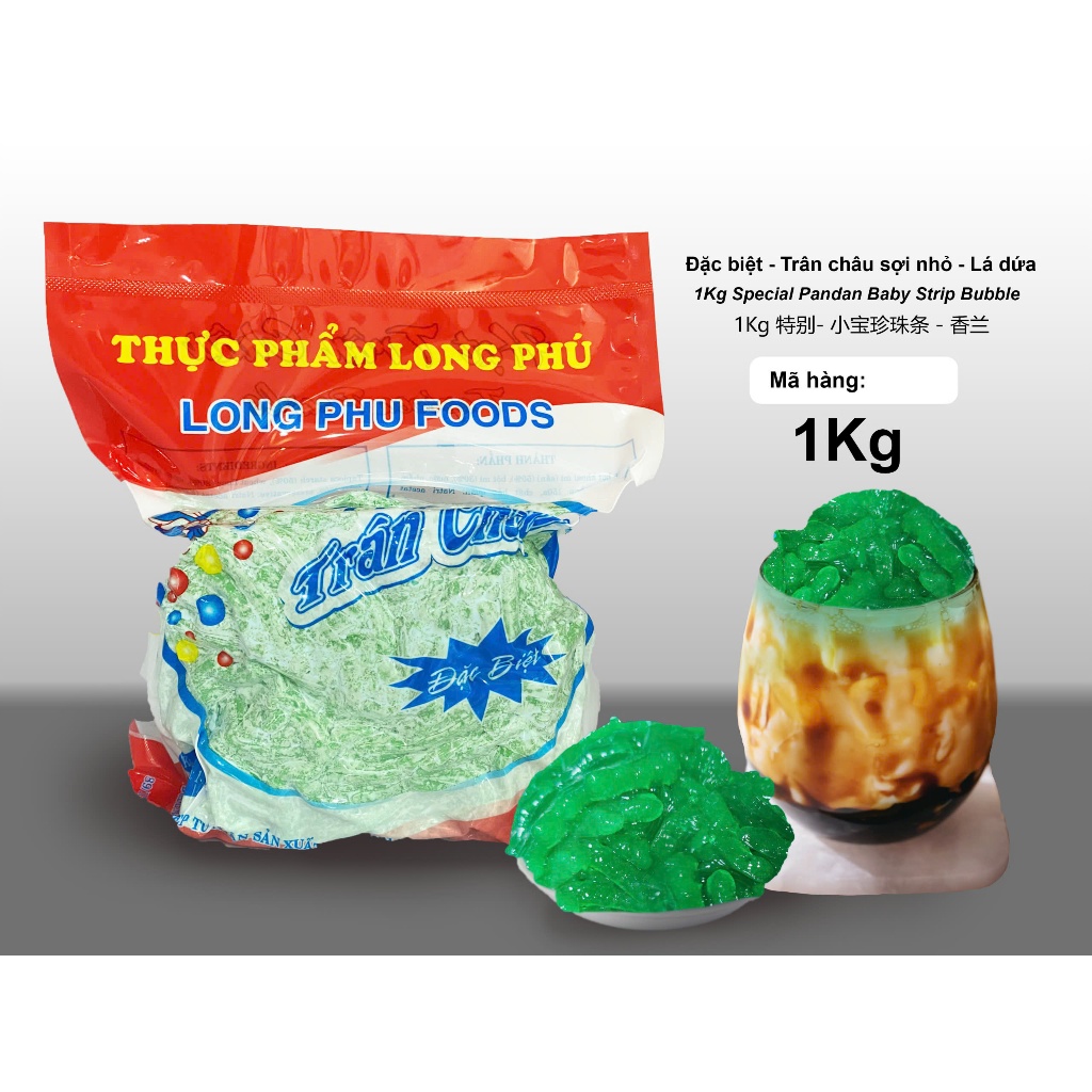 Trân Châu Sợi Nhuyễn Size Nhỏ LONG PHÚ Gói 1kg Nhiều Vị - Topping, Nguyên Liệu Trà Sữa, Chè