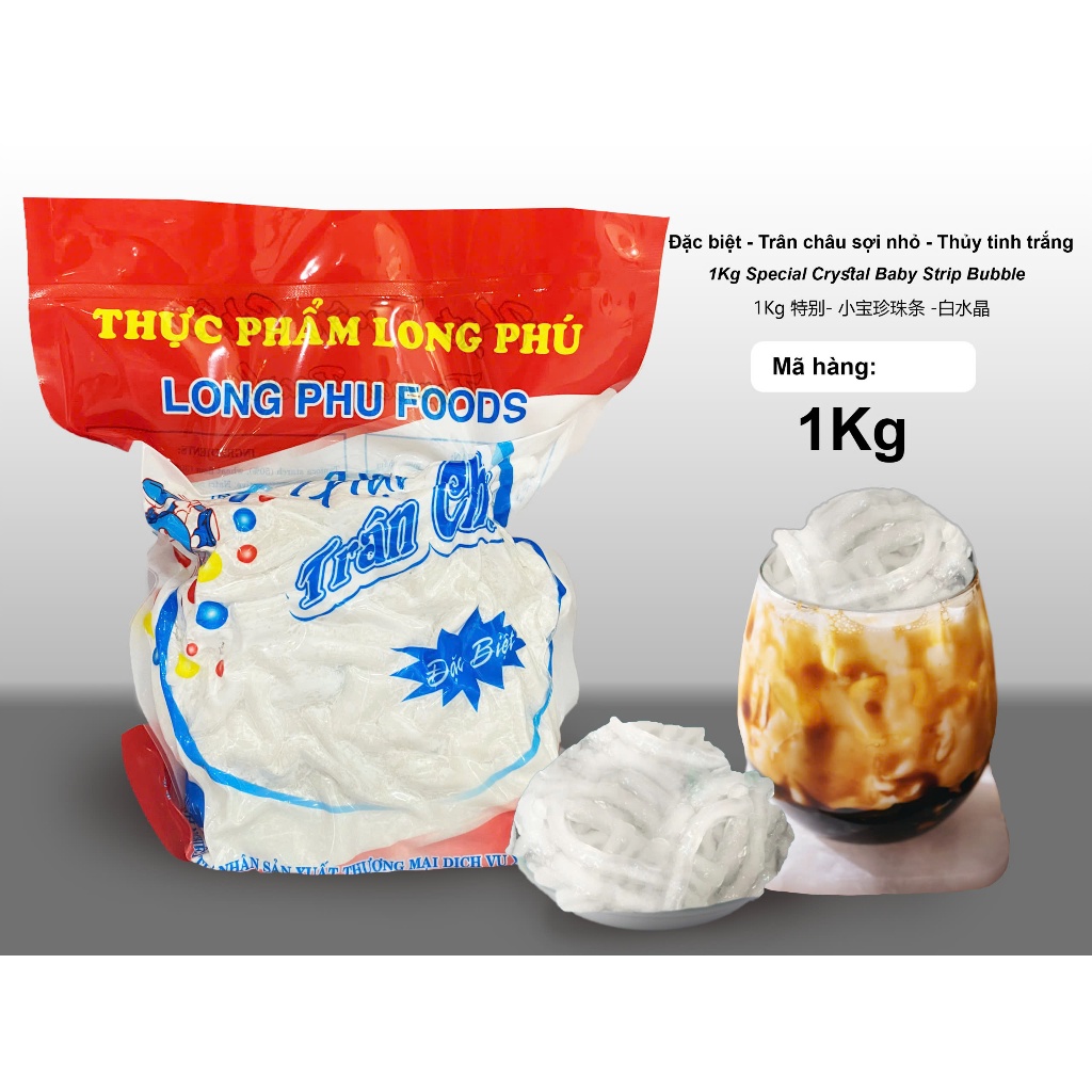 Trân Châu Sợi Nhuyễn Size Nhỏ LONG PHÚ Gói 1kg Nhiều Vị - Topping, Nguyên Liệu Trà Sữa, Chè
